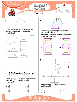 ilkokul 1. Sınıf Bilsem Zeka Testi 